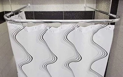 Bastone Accessibile Argento Lucido Asta per Tenda Doccia Asta Angolo - Immagine 1 di 4