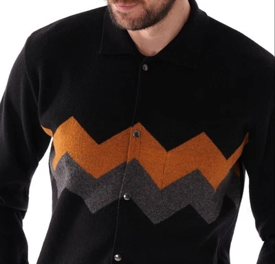 Oliver Spencer 20x26 Snap Button Knit Wool Sweater Jacket Navy Blue Polo Collar - image 1 of 4