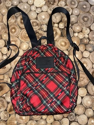 Victoria's Secret "Pink"红色绿色黑色圣诞格子小号钱包尺寸背包二手状况完好 — 第 1/4 张图片