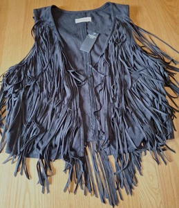 Neu mit Etikett Abercrombie Kunstleder Fransen Weste Hippie Boho Festival Western Large - Bild 1 von 12