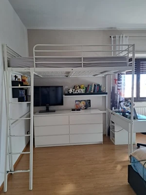 letto a soppalco IKEA Metallo Bianco a 1 piazza e mezza ottime condizioni - Immagine 1 di 4