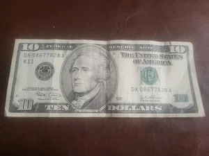 Vintage 10 Dollar Bill Circulated Series 2003 K11 DK08677828A - Picture 1 of 5