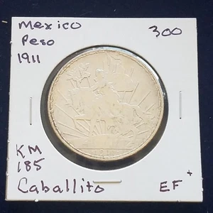 1911 Mexico Silver 1 Pesos | EF+ | Caballito Silver Coin - Picture 1 of 4
