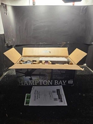 Hampton Bay Mena 44 in. LED Indoor/Outdoor Matte Black Ceiling Fan with Light - Image 1 of 4