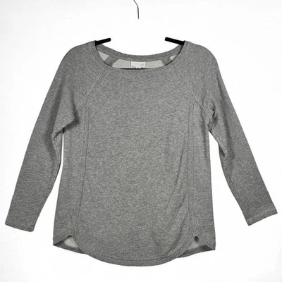 J Jill Gray Crew Neck Long Sleeve Sweatshirt Terry Cloth Cotton XS Athleisure - Image 1 of 4
