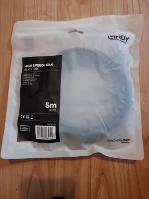 LINDY 5M 16.4ft High Speed HDMI Cable Male to Male Black NEW - Image 1 of 3