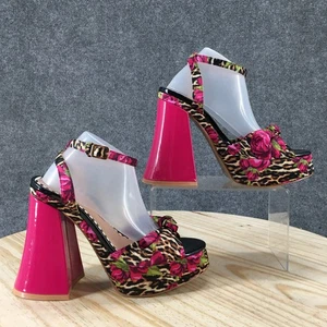 NEW Betsey Johnson Heels Womens 6 Brylie Floral Platform Ankle Strappy Pink - Picture 1 of 18