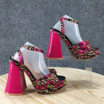 NUEVO Tacones Betsey Johnson Mujer 6 Brylie Floral Plataforma Tobillo Tirantes Rosa Foto 1 de 4