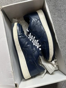 Bapesta Navy Leather 2005 Trainers Bape Bathing Ape UK8 US9 - Picture 1 of 13