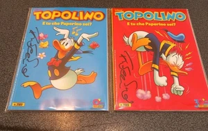 TOPOLINO 3589  PAPERINO FELICE +  PAPERINO ARRABBIATO - FIRMATO ANDREA FRECCERO  - Picture 1 of 1