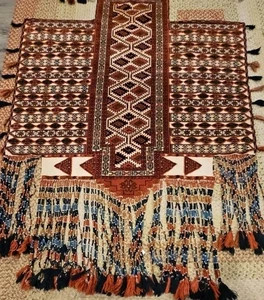 1900s Turkoman Asmalyk Set Wedding Procession w/21 Inch Fringe Handmade 3 Pieces - Picture 1 of 20
