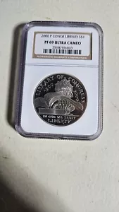 PF70 2000 P Library of Congress Commemorative Proof Silver Dollar NGC -69 - Picture 1 of 2