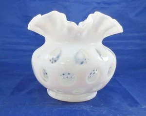 Vintage Fenton Coin Dot White Opalescent Ruffled Edge Bowl  - Lovely - Picture 1 of 5