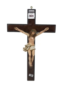 Crucifijo De Madera Para Colgar 15" Manto Blanco,Wall Cross Christ Crucifix - Picture 1 of 2