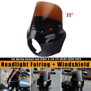 ABS Gloss Black Headlight Fairing w/11" Windshield For Harley Low Rider S FXLRS - Picture 1 of 9