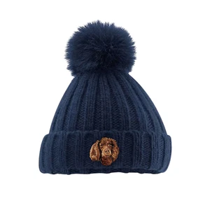 LIVER WORKING COCKER SPANIEL EMBROIDERED POM POM BEANIE ADULT 6 COLOURS GIFT BOX - Picture 1 of 9