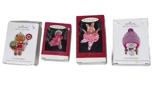 HALLMARK KEEPSAKE Granddaughter Themed Dated Christmas Tree Ornaments Lot Of 4 - Picture 1 of 14