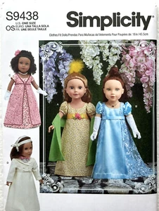 Simplicity Pattern  S9438 18" Doll Clothes   Assorted Styles - Picture 1 of 2