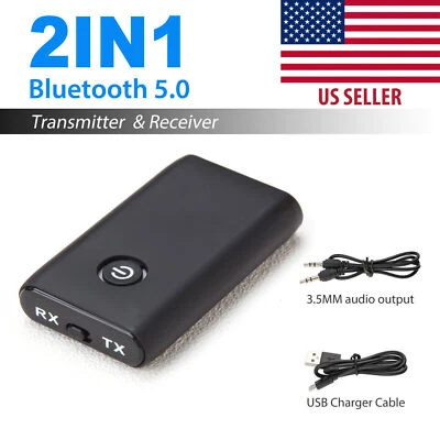 Trasmettitore Bluetooth 2 in 1 5.0 Ricevitore Adattatore Wireless Jack Audio 3.5mm Aux - Immagine 1 di 4