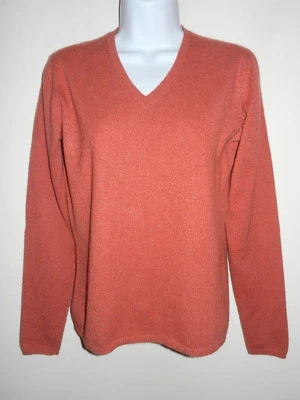 GENEVA 100% CASHMERE MEDIUM SOFT BRICK RED V-NECK LONG SLEEVES SWEATER S/M JAPAN - Image 1 of 4