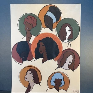 Gemälde Kunstwerk von Frauen von LINDS Acryl 14 x 18" CURLS Kopie auf Leinwand signiert - Bild 1 von 7