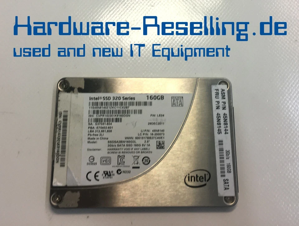 Intel 160GB 2.5 " 3Gb/S SATA SSDSA2BW160G3L G37051-604 E75402-601 45N8144 - Immagine 1 di 1