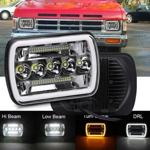 For 1990-1997 HARDBODY PICKUP TRUCK Sealed Beam 7x6" inch LED Headlight Halo DRL - Picture 1 of 12