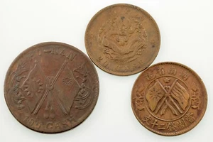 (1903-28) China, (2) 20 Cash & (1) 100 Cash Coin Lot of 3 Y# 5, 395.1, 400.7 - Picture 1 of 12