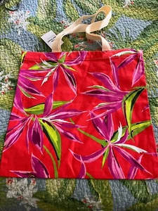 BOLSO DE MANO ANTIGUO AZUL MARINO CON FLORES TROPICALES, 100% ALGODÓN, NUEVO CON ETIQUETA - Imagen 1 de 1