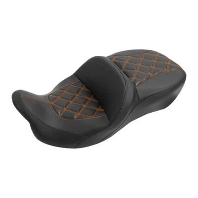 Black+Orange Driver Passenger Pillion Seat Fit For Harley Road King Glide 09-23 - Image 1 of 4