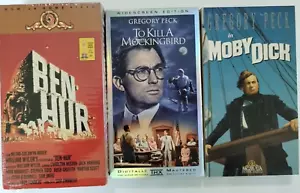 3 CLASSIC VHS Ben-Hur (2-tape set), To Kill a Mockingbird, Moby Dick Peck Heston - Picture 1 of 1
