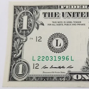 Birthday Dollar Bill March 22, 1996 European Numerical Date Serial Number 2013 L - Picture 1 of 4