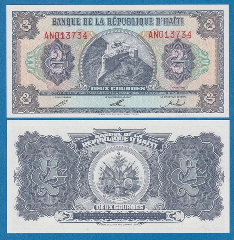 Haiti 2 Gourdes P 260a 1992 UNC Cover