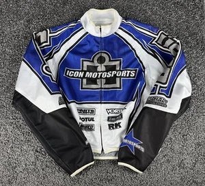 Icon Motorsports Blue Motorcycle Racing Tarmac Jacket Armor Mens S (No Lining) - Picture 1 of 13