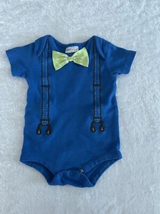 baby boy clothes Size 6 Months Short Sleeve Romper Bow Tie - Picture 1 of 3