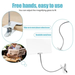 4X Magnifying Glass with Clip Large Page Magnifier with 360 Degree BlFLj - Picture 1 of 11