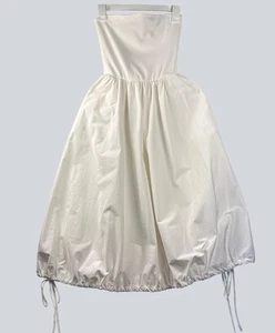 Daily Practice by Anthropologie Midikleid S weiß trägerlos Blasensaum Ballett - Bild 1 von 12