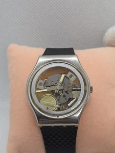 Rare Vintage 1987 Swatch 35mm Skeleton Men's Women's SWISS Watch w/ New Battery - Picture 1 of 11