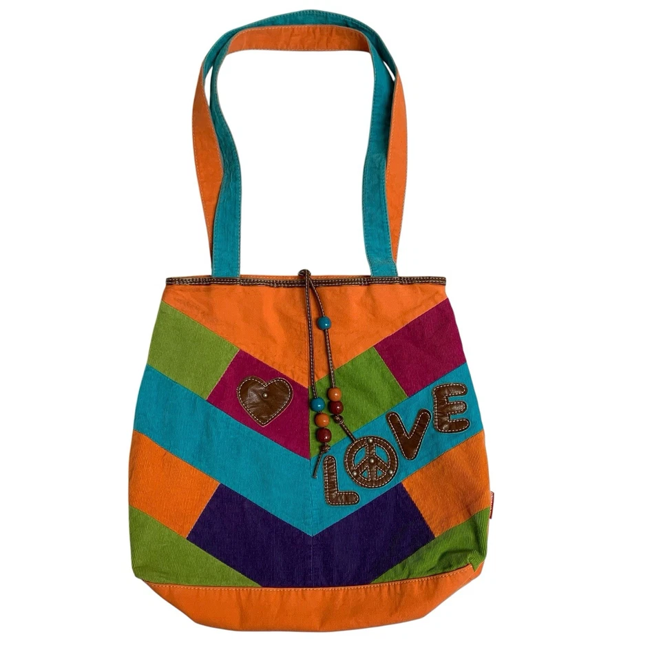 Bolso Mensajero Vintage Unionbay Multicolor Pana Boho Hippie Y2K Foto 1 de 4