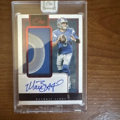 2019 Panini One - Patch Autographs Matthew Stafford #66 Red /10 (AU, MEM) - Image 1 of 2