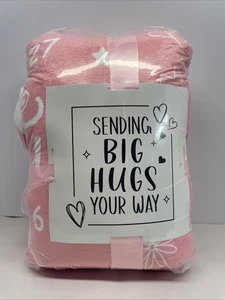THIS BLANKET IS SENDING BIG HUGS YOUR WAY PINK PLUSH - Picture 1 of 8