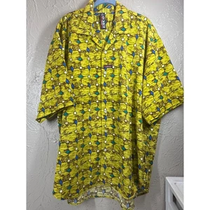 Willie Esco Gold Blue Turquoise Short Sleeve Button Up Printed Shirt Size XL - Picture 1 of 5