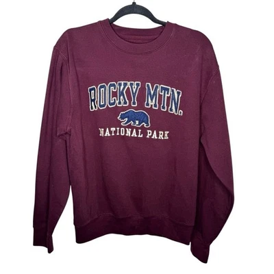 Синий 84 S темно-бордовый вышитый Rocky Mountain национальный парк Crewneck толстовка  - Изображение 1 из 4