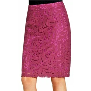 Cabi Frolic Plumberry Purple Pink Lace Overlay Pencil Skirt Size 2 - Picture 1 of 7