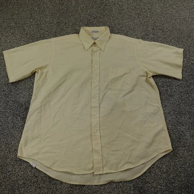 VTG Van Heusen Shirt Mens 17.5 XL Yellow Short Sleeve Button Up Casual Camp USA - Image 1 of 4