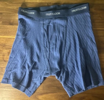 Vtg FTL Fruit of the Loom Men’s Ribbed Boxer Brief Underwear Med Country Blue - Image 1 of 4