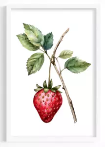 Strawberries Wall Art Print, Strawberry Kitchen Art Print, Home Decor Art #56 - Picture 1 of 2