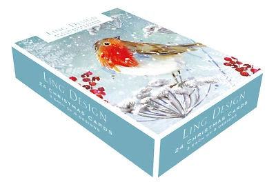 LING DESIGN Box of 24 Christmas Wildlife Festive Assorted Christmas Cards Xmas Card Boxes