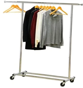 Clothing Garment Rack Heavy Duty Chrome - Picture 1 of 7