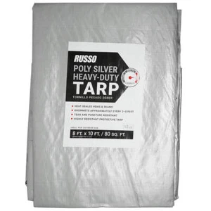 8 X 10 Heavy Duty Poly Weather Resistant Reinforced Silver Tarp - Picture 1 of 2